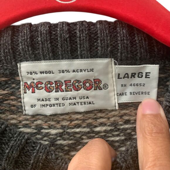 Vintage McGregor Wool Blend Crew Neck Long Sleeve Pullover Sweater L Classic - Picture 7 of 7
